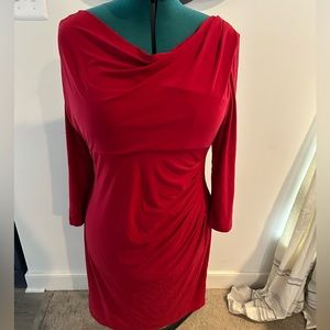 Chaps red shift dress with cowl neck